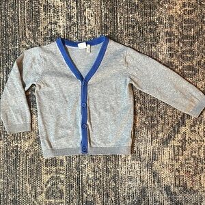 H&M Gray Cardigan with Blue Trim Kids Sweater